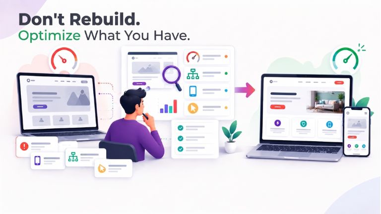 Website growth audit showing how an existing website can be optimized instead of rebuilt